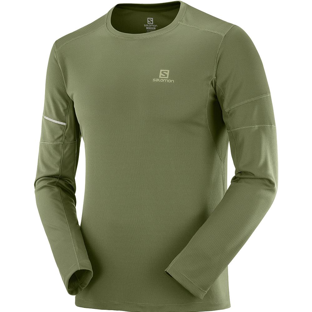 Salomon AGILE LS M Tops Hombre - Verde Oliva - Colombia (36280-HQOR)